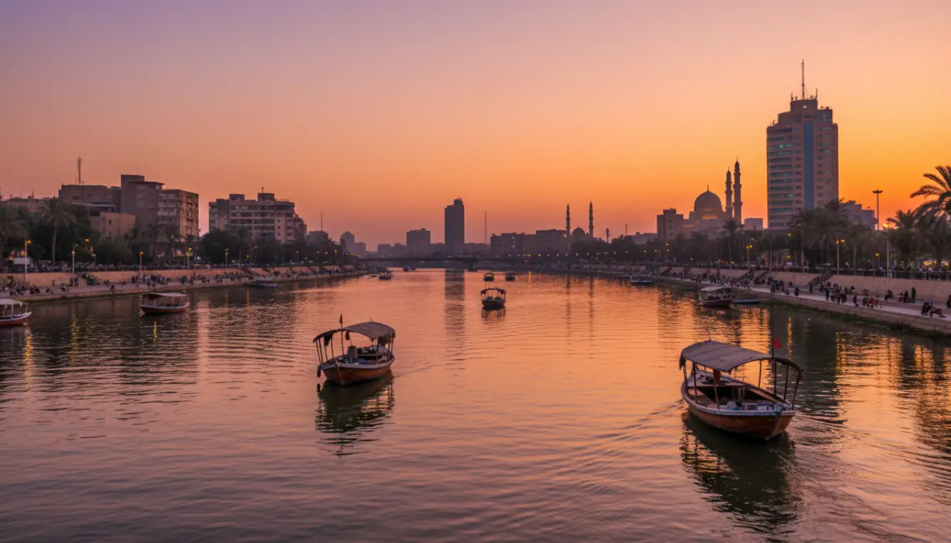 baghdad skyline sunset tigris river